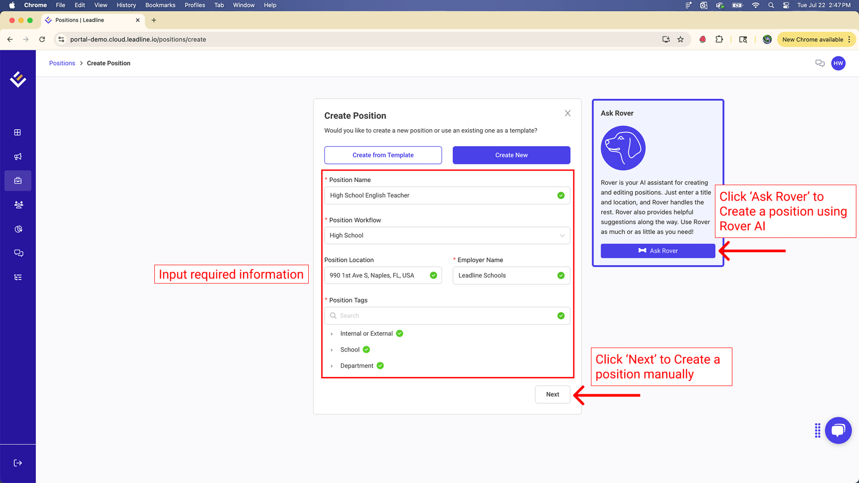 How do I Create a Position?