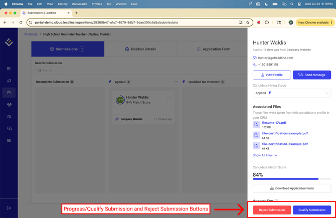 ProgressReject Buttons